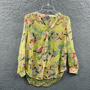 Womens Boho Floral Peasant Blouse M Sheer Lightweight Flowy Festival Romantic